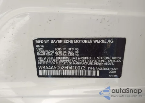 2015 BMW 428 Gran Coupe from USA, damaged, VIN WBA4A5C52FD410073